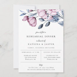 Dusty Blue Mauve Floral Rehearsal Dinner Aankondiging