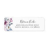 Dusty Blue Mauve Floral Return Address Etiket (Voorkant)