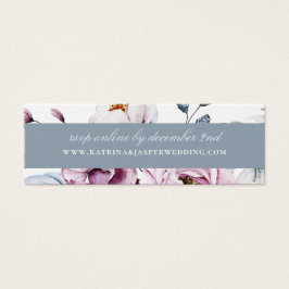 Dusty Blue Mauve Floral Wedding Website RSVP Mini Visitekaartjes