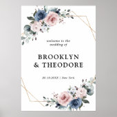 Dusty Blue Mauve Geometric Wedding Welkom Poster (Voorkant)