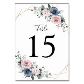 Dusty Blue Mauve Greenery Bloemen Geometrisch Kaart (Voorkant)