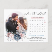 Dusty Blue Mauve Roos Fotokalender met datum