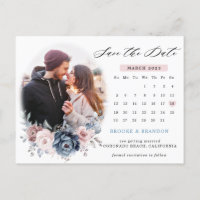 Dusty Blue Mauve Roos Fotokalender met datum