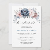 Dusty Blue Mauve Roos Pink Slate Flora We doen het Kaart (Voorkant)