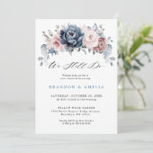 Dusty Blue Mauve Roos Pink Slate Flora We doen het Kaart (Staand voorkant)