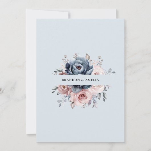 Dusty Blue Mauve Roos Pink Slate Flora We doen het Kaart (Achterkant)