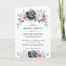 Dusty Blue Mauve Roos Pink Slate Floral Wedding