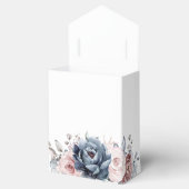 Dusty Blue Mauve Roos Pink Slate Floral Wedding Bedankdoosjes (Geopend)