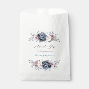 Dusty Blue Mauve Roos Pink Slate Floral Wedding Bedankzakje