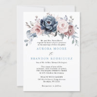 Dusty Blue Mauve Roos Pink Slate Floral Wedding