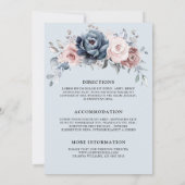Dusty Blue Mauve Roos Pink Slate Floral Wedding Kaart (Achterkant)
