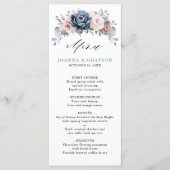 Dusty Blue Mauve Roos Pink Slate Floral Wedding Menu (Voorkant)