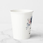 Dusty Blue Mauve Roos Pink Slate Floral Wedding Papieren Bekers (Rechts)
