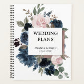 Dusty Blue Mauve Roos Pink Slate Floral Wedding Planner (Voorkant)