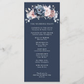 Dusty Blue Mauve Roos Pink Slate Floral Wedding Pr Programmakaart (Achterkant)