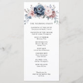 Dusty Blue Mauve Roos Pink Slate Floral Wedding Programmakaart (Achterkant)