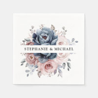 Dusty Blue Mauve Roos Pink Slate Floral Wedding