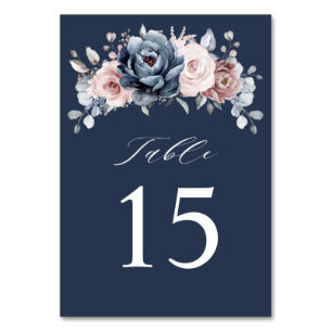Dusty Blue Mauve Roos Pink Slate Floral Wedding T Kaart