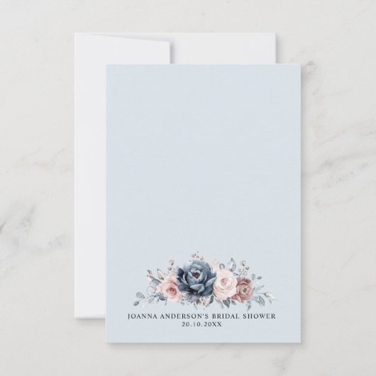 Dusty Blue Mauve Roos Pink Slate Vrijgezellenfeest Bedankkaart (Achterkant)
