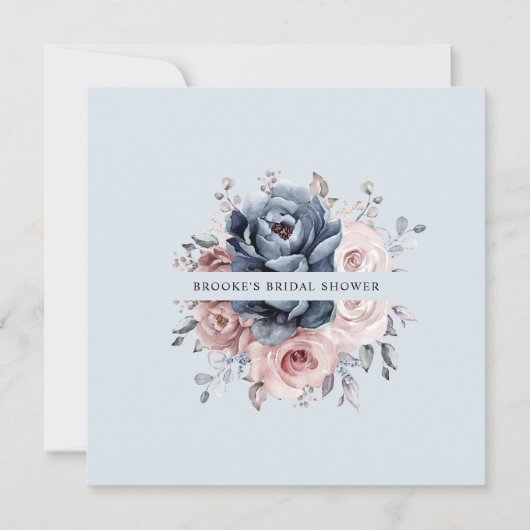 Dusty Blue Mauve Roos Pink Slate Vrijgezellenfeest Kaart (Achterkant)