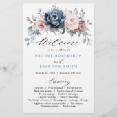 Dusty Blue Mauve Roos Pink Slate Wedding Programme (Voorkant)