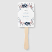 Dusty Blue Mauve Roos Pink Slate Wedding Programme Handwaaier (Voorkant)