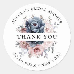 Dusty Blue Mauve Roos Pink Vrijgezellenfeest Dank  Ronde Sticker