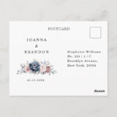 Dusty Blue Mauve Roos Roze leisteen Floral RSVP Briefkaart (Achterkant)