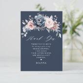 Dusty Blue Mauve Roos roze Vrijgezellenfeest dan Bedankkaart (Staand voorkant)