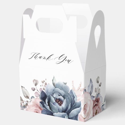 Dusty Blue Mauve Roos Slate Floral Vrijgezellenfee Bedankdoosjes (Geopend)