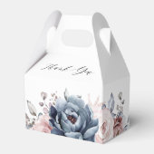 Dusty Blue Mauve Roos Slate Floral Vrijgezellenfee Bedankdoosjes (Voorkant Zijde)