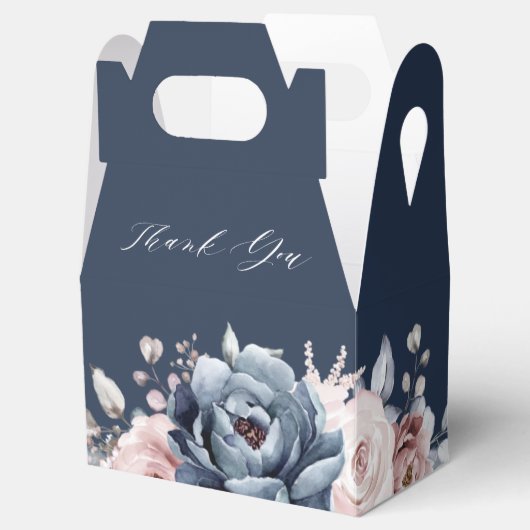Dusty Blue Mauve Roos Slate Floral Vrijgezellenfee Bedankdoosjes (Geopend)