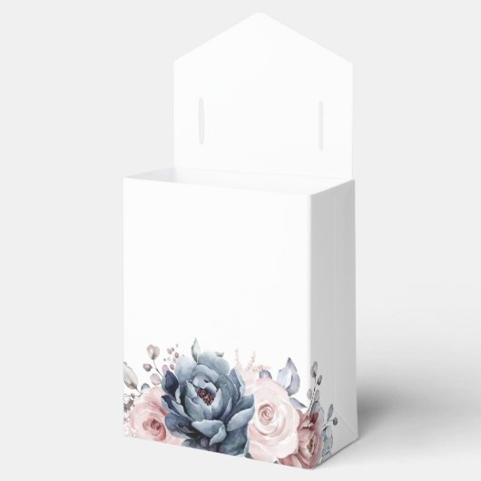Dusty Blue Mauve Roos Slate Floral Vrijgezellenfee Bedankdoosjes (Geopend)