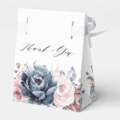 Dusty Blue Mauve Roos Slate Floral Vrijgezellenfee Bedankdoosjes (Achterkant)