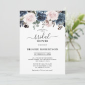 Dusty Blue Mauve Roos Slate Floral Vrijgezellenfee Kaart (Staand voorkant)