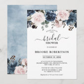 Dusty Blue Mauve Roos Slate Floral Vrijgezellenfee Kaart (Voorkant / Achterkant)