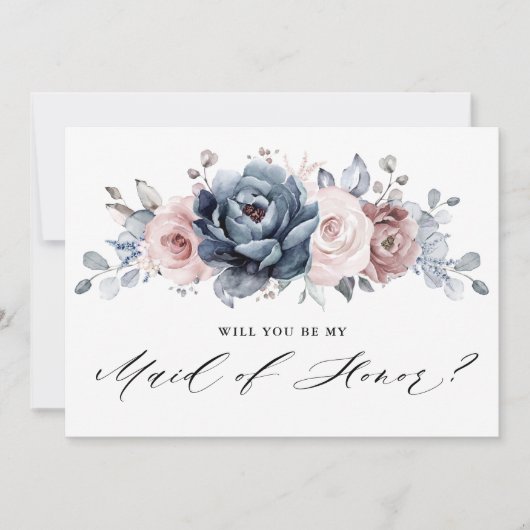 Dusty Blue Mauve Roos... zal je mijn dienstmeisje  Kaart (Voorkant)