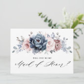 Dusty Blue Mauve Roos... zal je mijn dienstmeisje  Kaart (Staand voorkant)