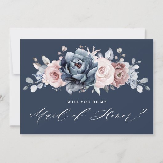 Dusty Blue Mauve Roos... zal je mijn dienstmeisje  Kaart (Voorkant)