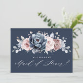 Dusty Blue Mauve Roos... zal je mijn dienstmeisje  Kaart (Staand voorkant)