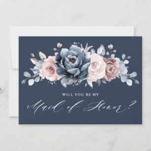 Dusty Blue Mauve Roos... zal je mijn dienstmeisje  Kaart