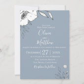 Dusty Blue Meadow Bloemen Bruiloft Uitnodiging (Voorkant)
