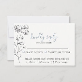 Dusty Blue Meadow Bruiloft RSVP Kaart