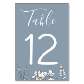 Dusty Blue Meadow Bruiloft Tafel Nummer Kaart (Achterkant)