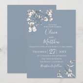 Dusty Blue Meadow bruiloft uitnodiging (Voorkant / Achterkant)