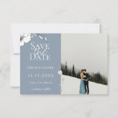 Dusty Blue Meadow Photo Save the Date Aankondiging (Voorkant)