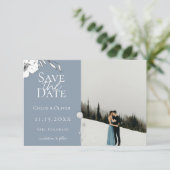 Dusty Blue Meadow Photo Save the Date Aankondiging (Staand voorkant)
