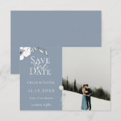 Dusty Blue Meadow Photo Save the Date Aankondiging (Voorkant / Achterkant)