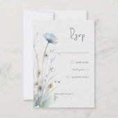 Dusty Blue Meadow Wildbloemen Modern Geen diner RSVP Kaartje (Voorkant)