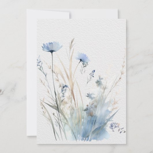 Dusty Blue Meadow Wildbloemen Modern Kaart (Achterkant)